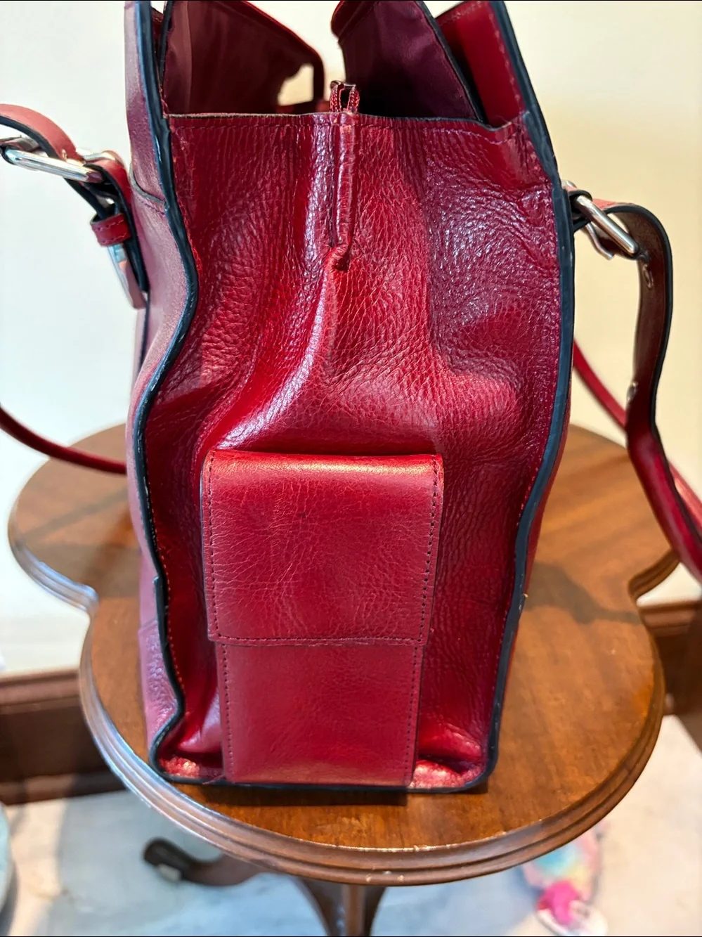 Wilsons Leather  computer case  business bag  tote  deep red leather 3 compartme